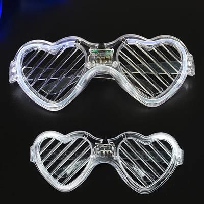 Beyaz LED Işıklı Kalp Gözlük – 3 Modlu Parti - Glow Gözlüğü (3936)