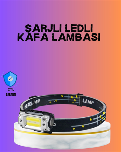 Beyaz Led Işık Sensörlü Kafa Lambası Lityum Batarya Led El Fenerli Şarjlı