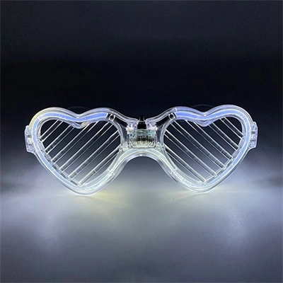 Beyaz Led Işıklı Kalp Gözlük – 3 Modlu Parti  Glow Gözlüğü