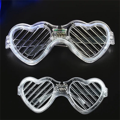 Beyaz Led Işıklı Kalp Gözlük – 3 Modlu Parti  Glow Gözlüğü