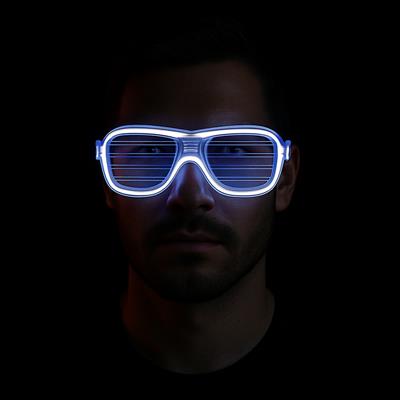 Beyaz Led Işıklı Parti Gözlüğü - Neon Glow Şerit Gözlük 3 Modlu (3936)