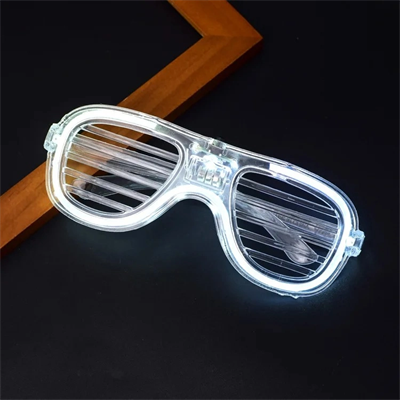 Beyaz Led Işıklı Parti Gözlüğü - Neon Glow Şerit Gözlük 3 Modlu
