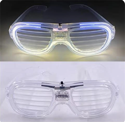 Beyaz Led Işıklı Parti Gözlüğü - Neon Glow Şerit Gözlük 3 Modlu