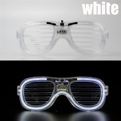 Beyaz Led Işıklı Parti Gözlüğü - Neon Glow Şerit Gözlük 3 Modlu (3936)