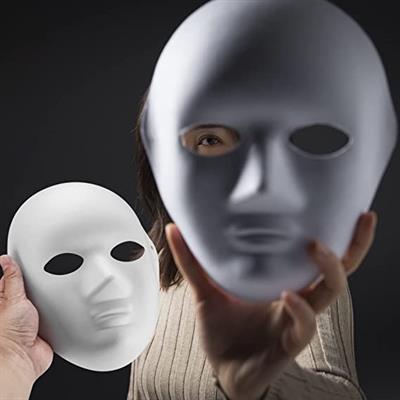 Beyaz Renk Boyanabilir Anonim Tam Yüz Cosplay Maske 24x18 cm (3936)