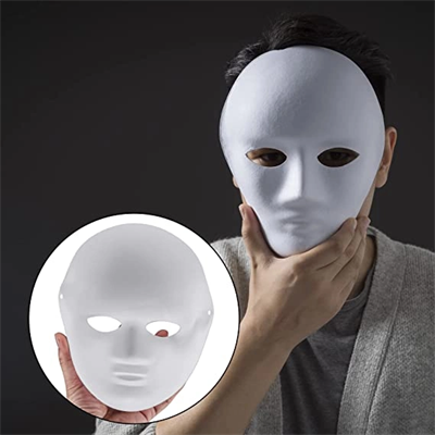 Beyaz Renk Boyanabilir Anonim Tam Yüz Cosplay Maske 24x18 Cm Bx40