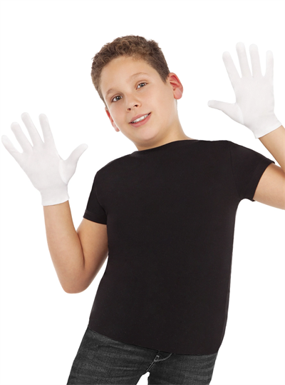 Beyaz Renk Çocuk Boy Likralı Pandomim Eldiveni Bx40