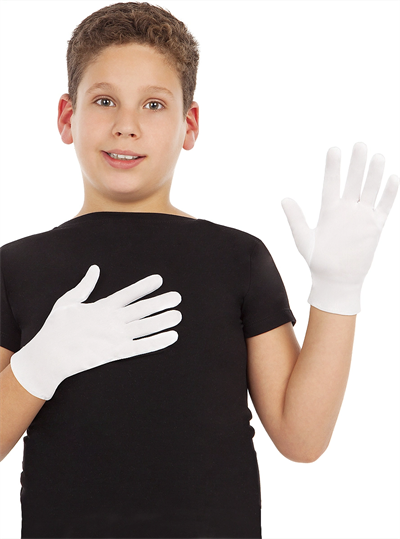Beyaz Renk Çocuk Boy Likralı Pandomim Eldiveni Bx40