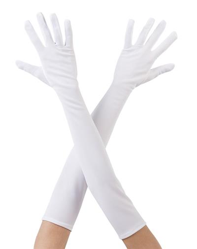 Beyaz Renk Dirseğe Kadar Uzun Kumaş Eldiven 40 cm (3936)