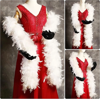 Beyaz Renk Kabarık Kalın Otriş Boa Tüy 6 Cm Genişlik 180-200 Cm Uzunluk