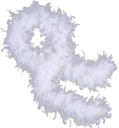 Beyaz Renk Kabarık Kalın Otriş Boa Tüy 6 cm Genişlik 180-200 cm Uzunluk