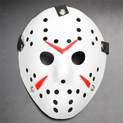 Beyaz Renk Kırmızı Çizgili Tam Yüz Hokey Jason Maskesi Hannibal Maskesi Bx40