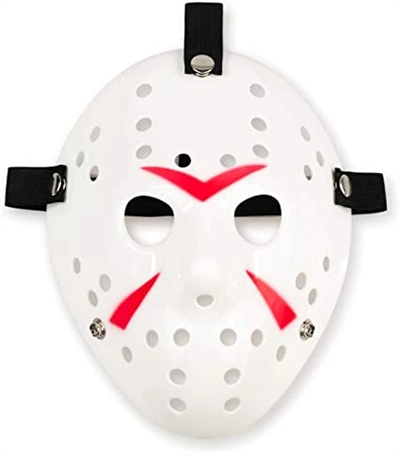 Beyaz Renk Kırmızı Çizgili Tam Yüz Hokey Jason Maskesi Hannibal Maskesi Bx40