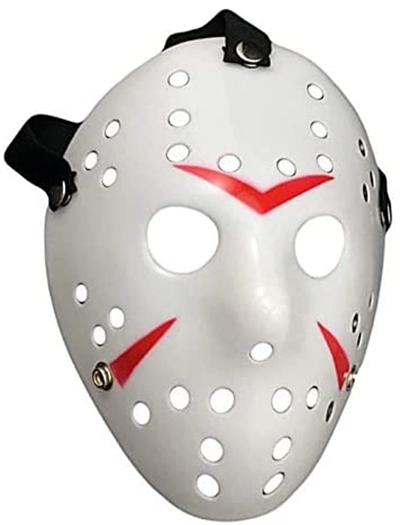 Beyaz Renk Kırmızı Çizgili Tam Yüz Hokey Jason Maskesi Hannibal Maskesi Bx40