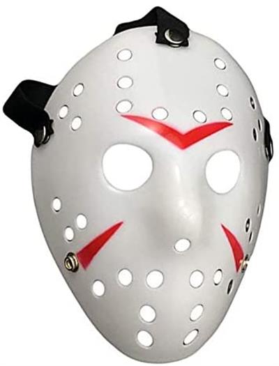 Beyaz Renk Kırmızı Çizgili Tam Yüz Hokey Jason Maskesi Hannibal Maskesi (3936)