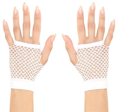 Beyaz Renk Kısa Boy Fileli Örgü Eldiven (3936)