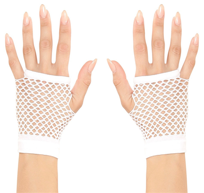 Beyaz Renk Kısa Boy Fileli Örgü Eldiven