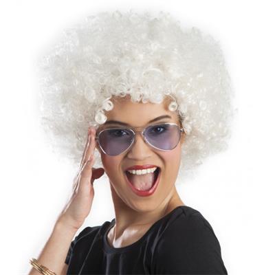 Beyaz Renk Kıvırcık Afro Bonus Peruk (3936)