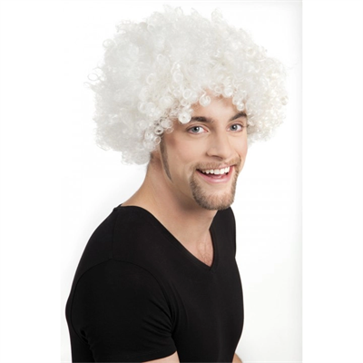 Beyaz Renk Kıvırcık Afro Bonus Peruk Bx40