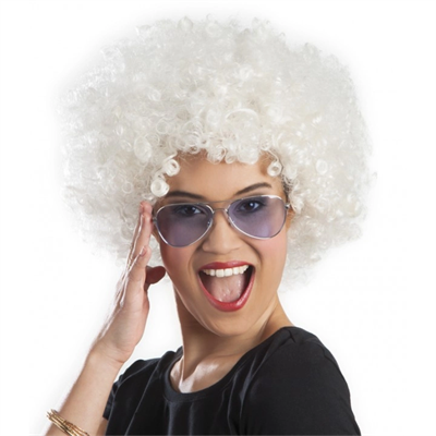 Beyaz Renk Kıvırcık Afro Bonus Peruk Bx40