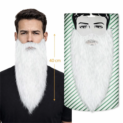 Beyaz Renk Lastikli Uzun Takma Sakal 40 Cm