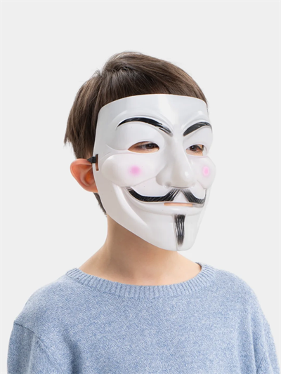 Beyaz Renk Pembe Yanaklı İthal V For Vendetta Maskesi Bx40