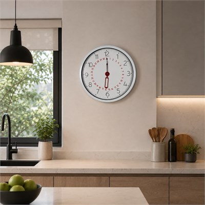 Beyaz Takvimli 40 x 40 Cm Metal Duvar Saati