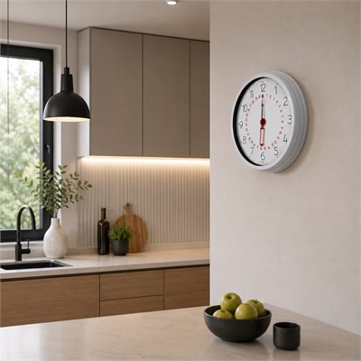 Beyaz Takvimli 40 x 40 Cm Metal Duvar Saati