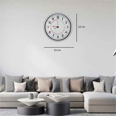 Beyaz Takvimli 52 x 52 Cm Metal Duvar Saati