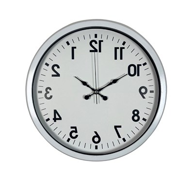 Beyaz Ters Zaman 40 x 40 Cm Metal Duvar Saati