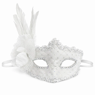 Beyaz Tüylü Venedik Lüks Balo Maskesi
