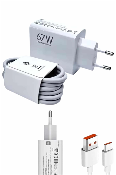 Beyaz Ultra Plus Hızlı Şarj Seti Şarj Adaptörü ve Kablosu 67W