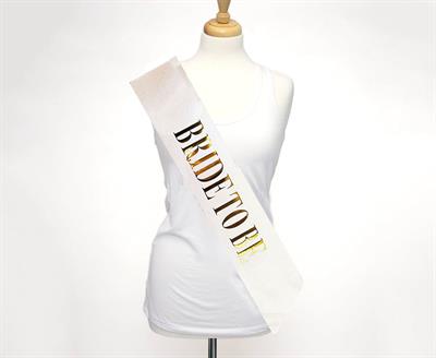 Beyaz Üzeri Altın Büyük Bride To Be Yazılı Simli Işıltılı Kuşak Kemer 10 cm Genişlik (3936)