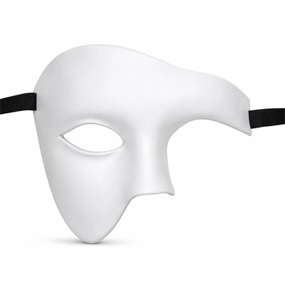Beyaz Yarım Erkek Maske – Phantom Parti &amp; Balo Maskesi Bx40