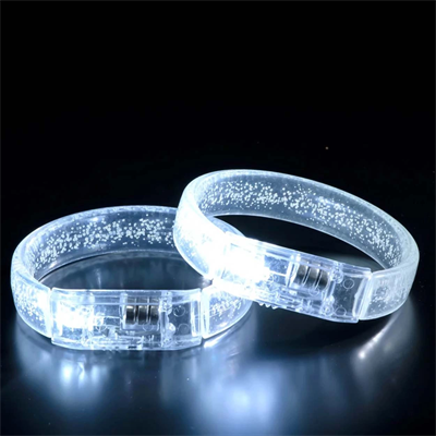 Beyaz-gümüş Led Işıklı Baskı Yapılabilen Pilli Bileklik Bilezik 1,5 Cm Genişlik