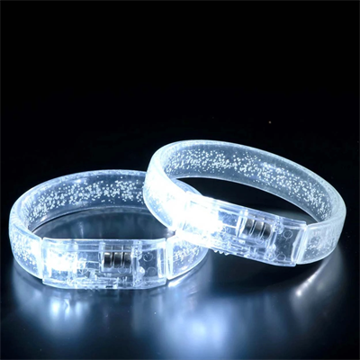 Beyaz-gümüş Led Işıklı Baskı Yapılabilen Pilli Bileklik Bilezik 1,5 Cm Genişlik Bx40
