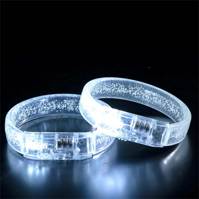 Beyaz-gümüş Led Işıklı Baskı Yapılabilen Pilli Bileklik Bilezik 1,5 Cm Genişlik