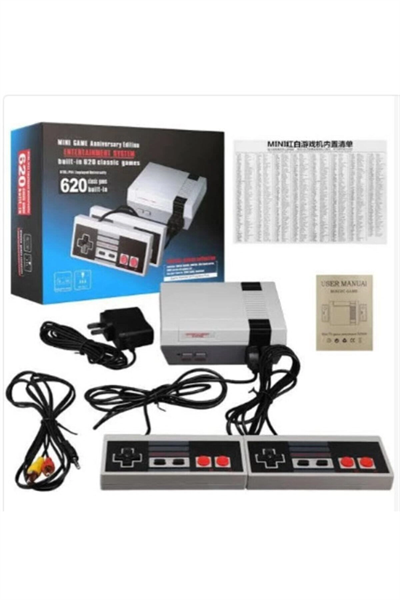 Beyaz retro mini oyun konsolu 620 oyunlu HDMI bağlantılı bluetoothsuz televizyon atarisi