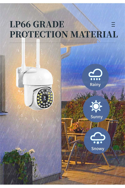 Beyaz wifi kontrollü 1080p HD 2MP 360 derece video kamera SD kart girişli çift LED MP4