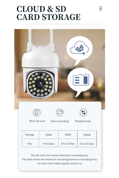 Beyaz wifi kontrollü 1080p HD 2MP 360 derece video kamera SD kart girişli çift LED MP4