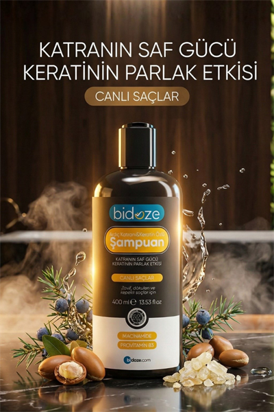 Bidoze Ardıç Katranı & Keratin Şampuanı 400 Ml | Kepek, Kaşıntı ve Dökülme Karşıtı