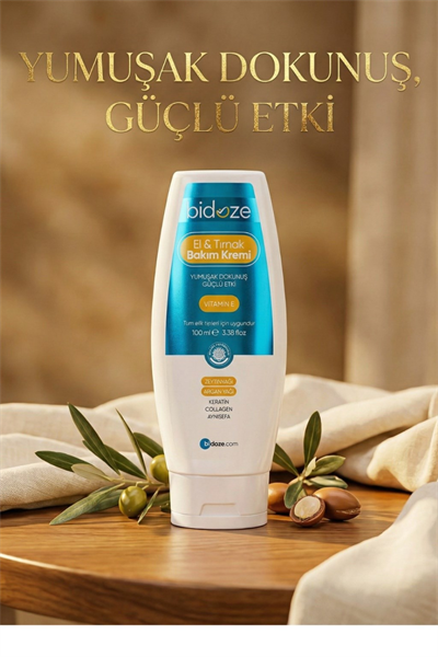 Bidoze El Ve Tırnak Bakım Kremi 100 Ml | Keratin ve Vitamin E Destekli Yoğun Onarıcı Bakım