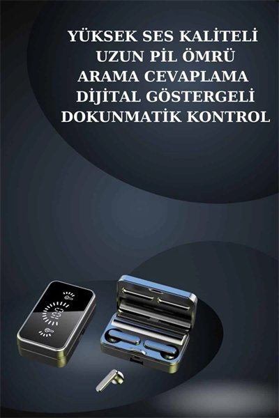 Bileklikli Amoled Ekran Akıllı Saat ve Dijital Göstergeli Kablosuz Bluetooth Kulaklık ANC/ ENC
