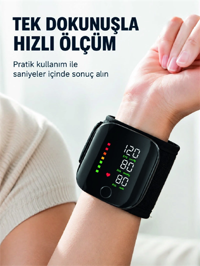Bilekten Dijital Tansiyon Ölçer Geniş Ekran ve Kolay Okunabilir Gösterge