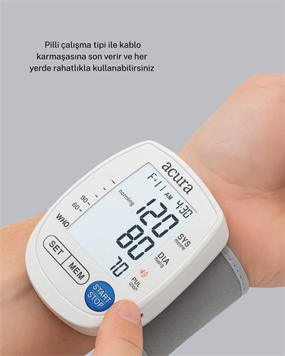 Bilekten Ölçer Tansiyon Aleti Şarjlı-Pilli Hafızalı Pratik Kullanım