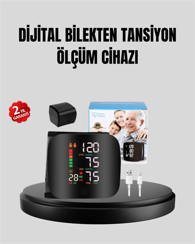 Bilekten Ölçüm Dijital Tansiyon Aleti – Renkli Risk Göstergeli ve Aritmi Uyarılı