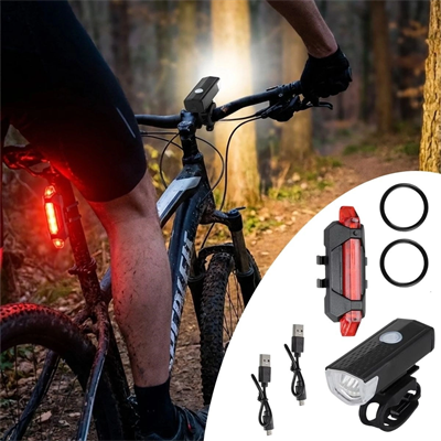 Bisiklet Işık Seti – Usb Şarjlı Led Ön Far + Arka Stop Lambası, Su Geçirmez bisiklet Aydınlatma Seti Bx40
