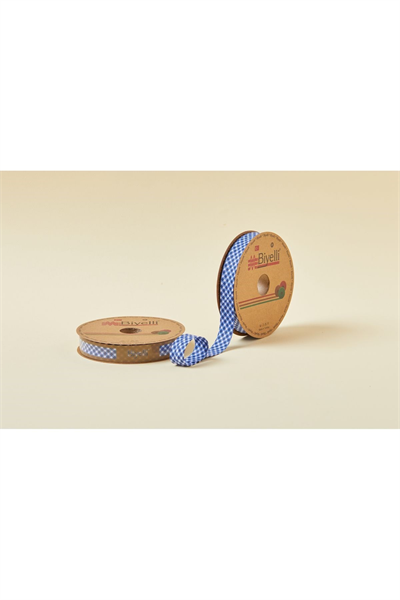 Biye Ekoseli Katlı E08 Lacivert 2 Cm 25 Metre %65 Koton %35 Polyester