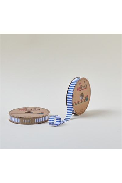 Biye Kalın Çizgili Katlı F01 Mavi 2 Cm 25 Metre %65 Koton %35 Polyester