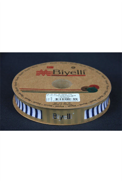Biye Kalın Çizgili Katlı F04 Lacivert 2 Cm 25 Metre %65 Koton %35 Polyester